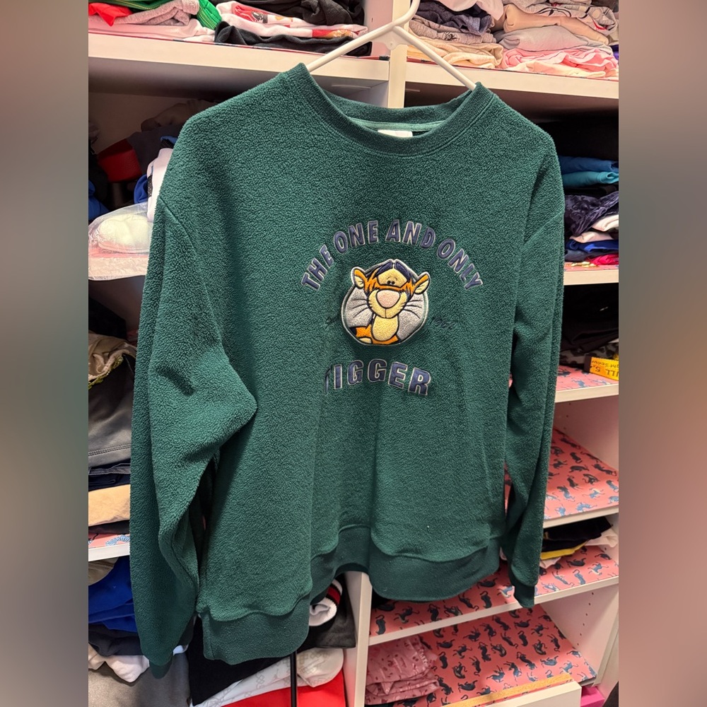 Vintage Disney Store Tigger Fleece Sweatshirt Pullover "The One And Only"  large